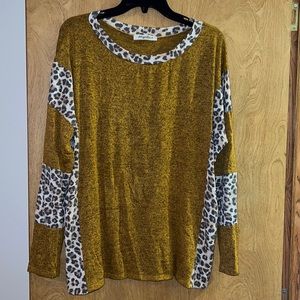 Haptics size L Mustard and Leopard mixed design shirt. Excellent condition.